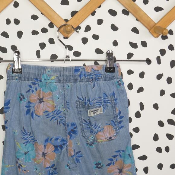 Oshkosh Chambray Tropical Hawaiian Floral Boys Shorts - Picture 4 of 7
